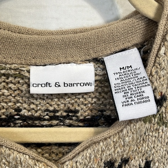 Vintage Fair Isle Cabincore Grandpa Grandma Neutral Cozy Oversized Cardigan M - Picture 7 of 14